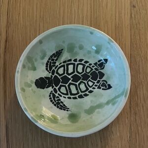 Handcrafted Turtle Design Bowl - Green and Black